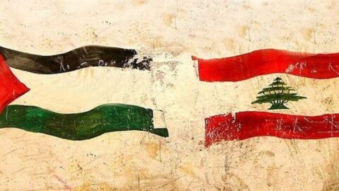 flags of Lebanon and Palestine